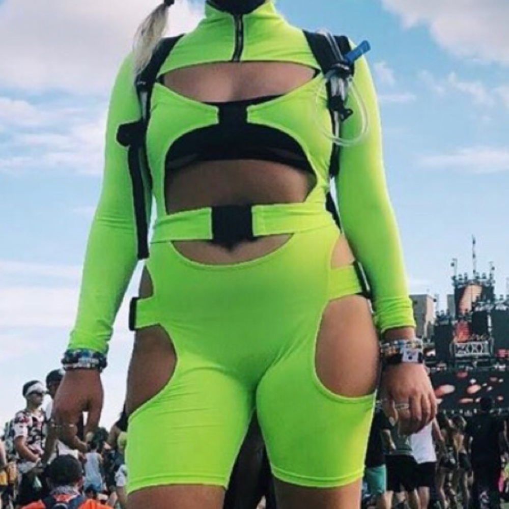 Lime green rave outfit